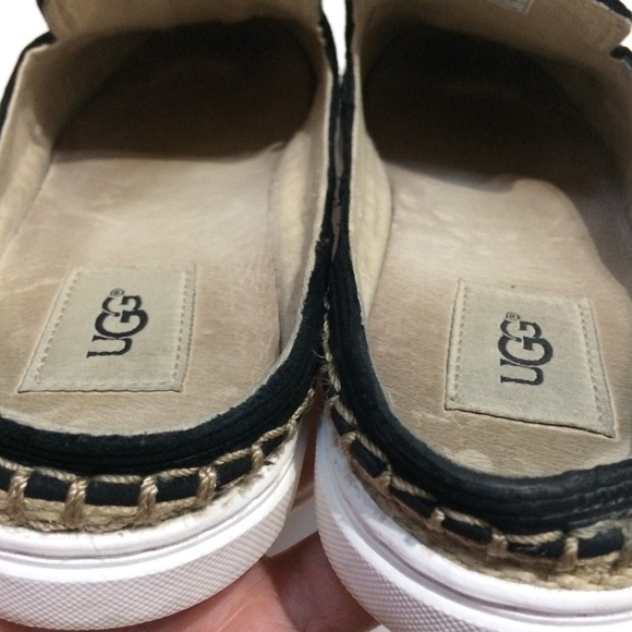 UGG Caleel Black Leather Espadrille Sneakers - Picture 13 of 15